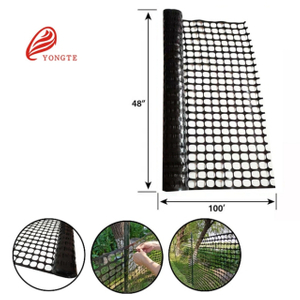 YONGTE Black Safety Fence Plastic Mesh Fencing Roll, 4X100 Feet Temporary Netting for Garden Animal Barrier